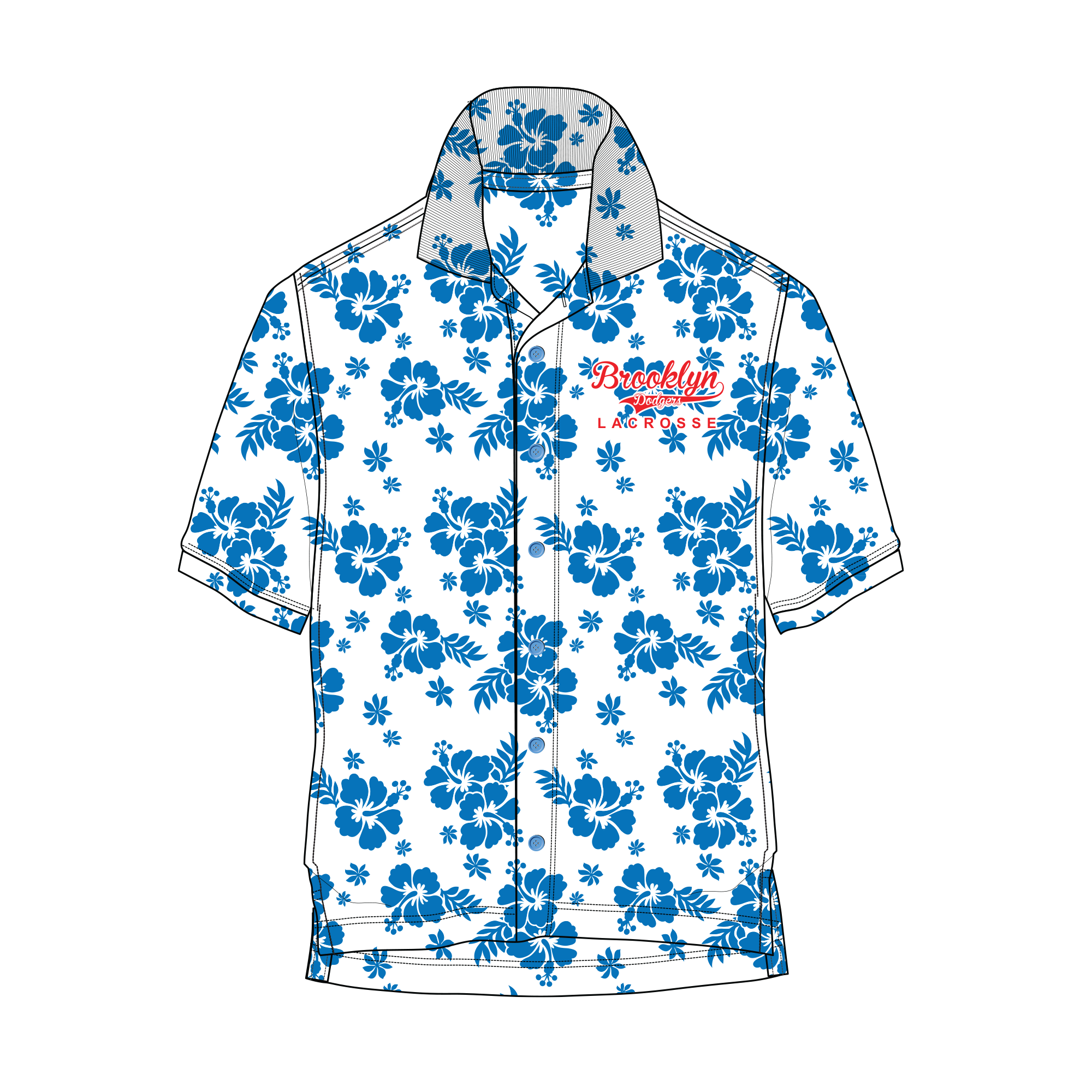 Los Angeles Dodgers Floral Button Up Hawaiian Shirt Hi Vis - StirTshirt